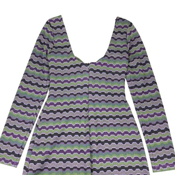 NWT ZARA Shimmering Metallic Patterned Cut-Out Long Sleeve Mini Dress Sz Small - Picture 8 of 9